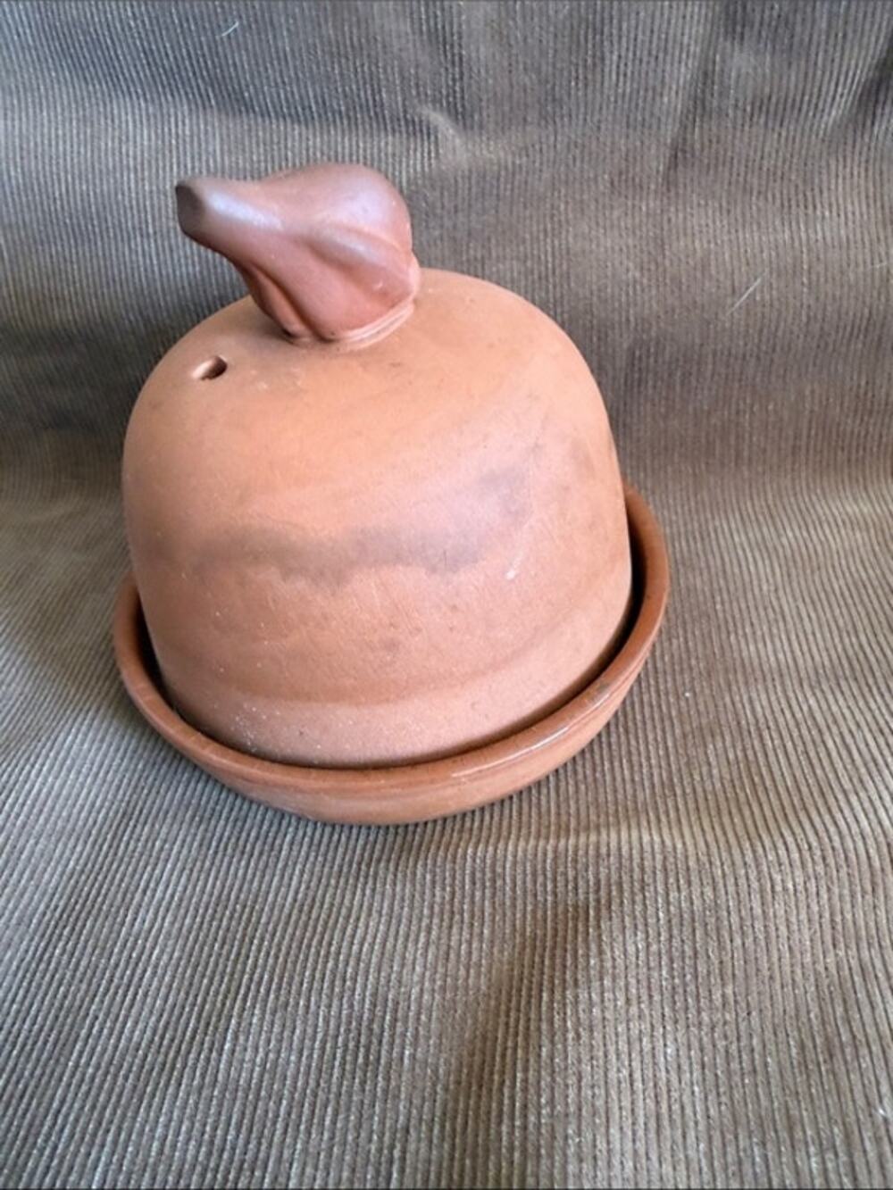 Terra Cotta Garlic Roaster Cooker Keeper with Glazed Base and Top Hole Kitchen
